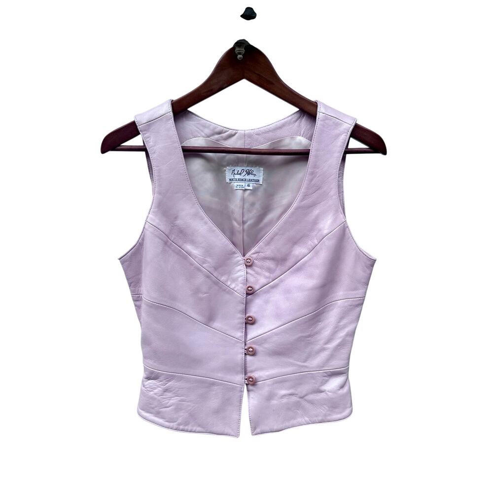 Vintage Michael Hoban North Beach Leather Pink Leather Vest US 6